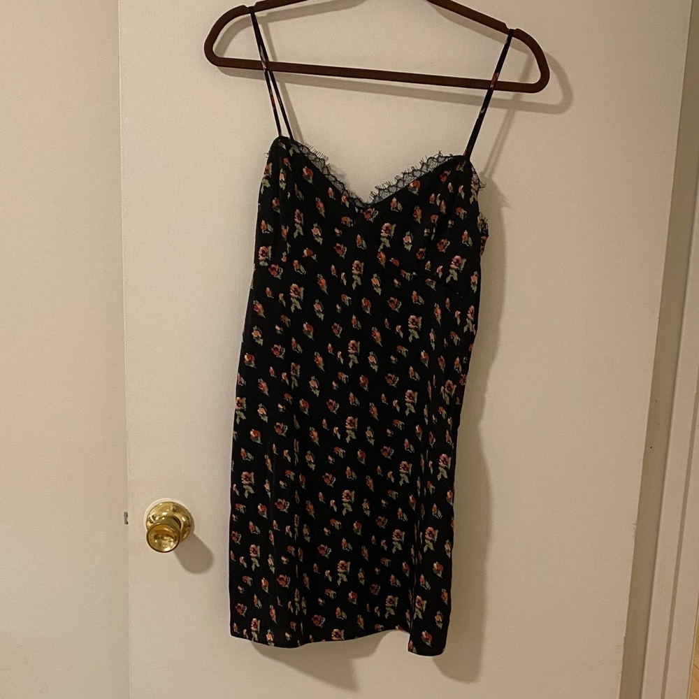 LUSH Floral Black Slip Dress